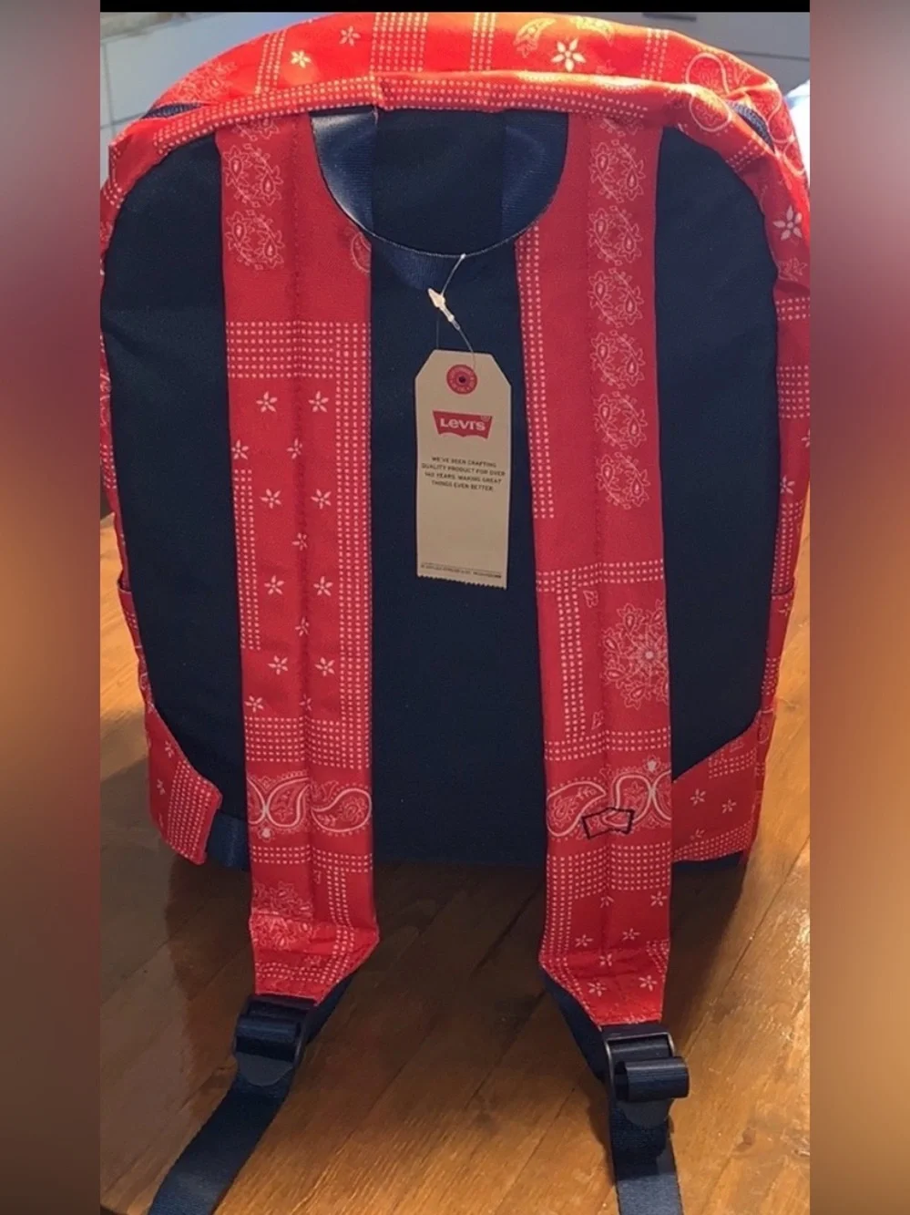 Levi’s Lost Coast Backpack NWT Paisley 17L Laptop School Bag Formula Red